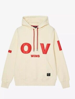 WeSC Cream & Red 'LOVE WINS' Logo Hoodie UNISEX